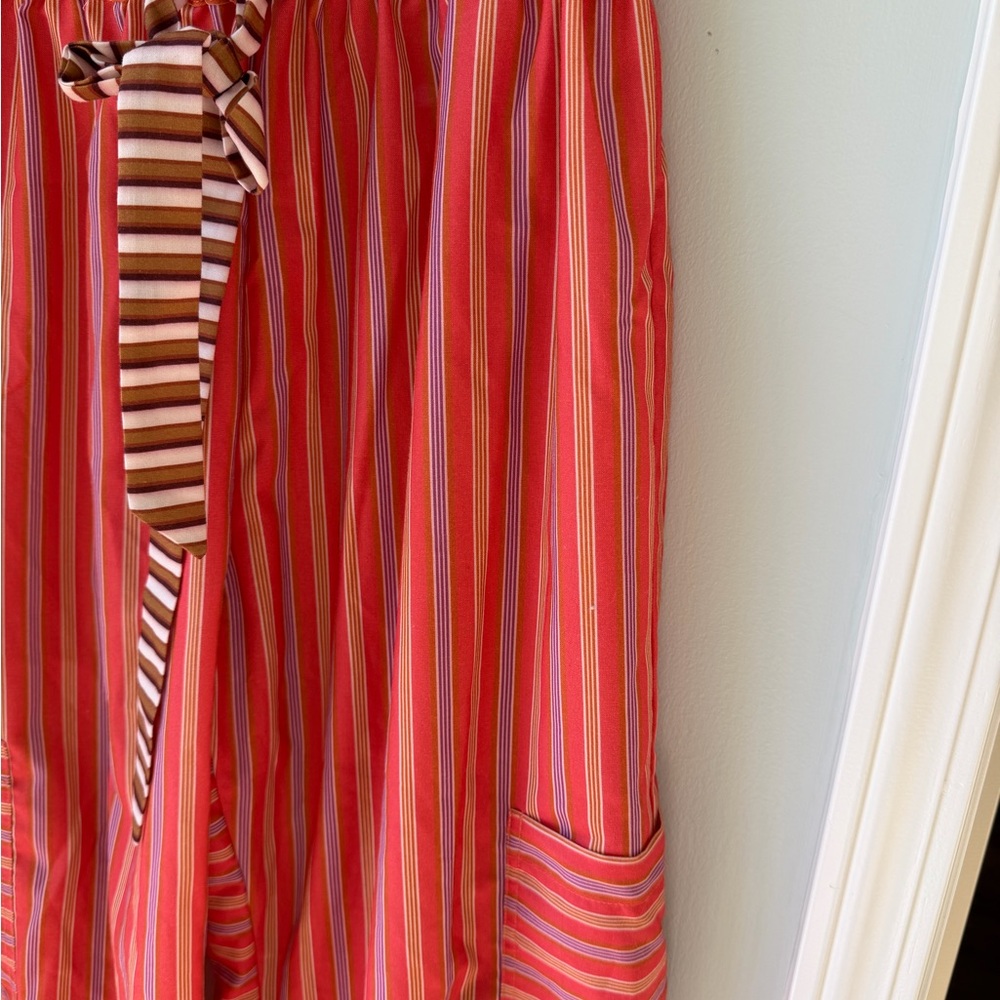 Red Striped Pants with Tie Detail